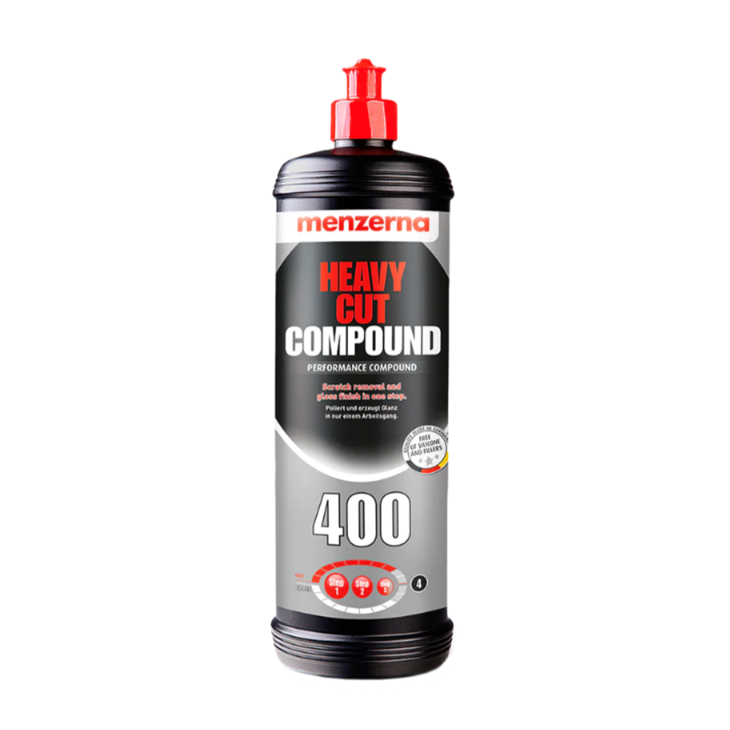 Menzerna Heavy Cut Compound 400 car care product on a white background