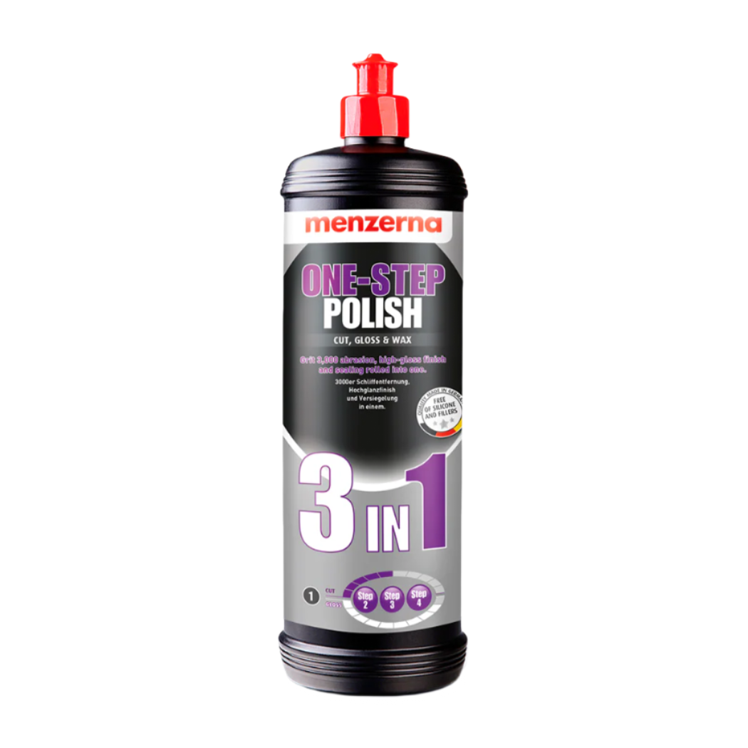 Menzerna One-Step Polish 3-in-1 car care product on a white background
